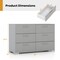 6 Drawer Grey Dresser with Wide Top and Metal Base Storage Cabinet for Bedroom or Entryway